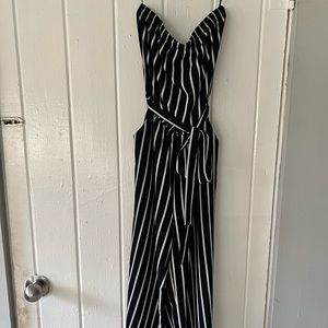 Women’s Striped Wide Leg Capri Jumpsuit